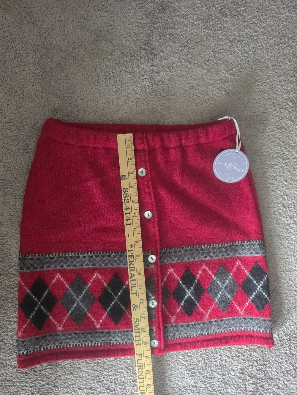 Jack & Mary Handmade Red Argyle Skirt - Picture 4 of 5